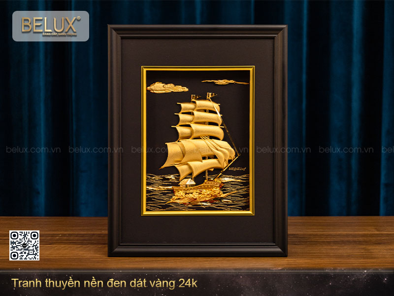 Tranh thuận buồm xuôi gió dát vàng 24k 32x25cm